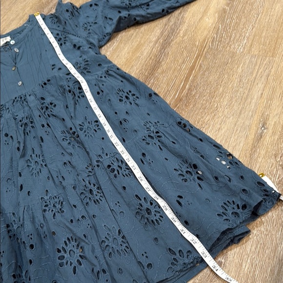 Anthropologie dRA Size M Blue Tiered Midi Sundress with Bishop 3/4 Sleeves - Picture 5 of 9